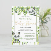 Gender Neutral Panda Green Bamboo Baby Shower Invitation (Standing Front)