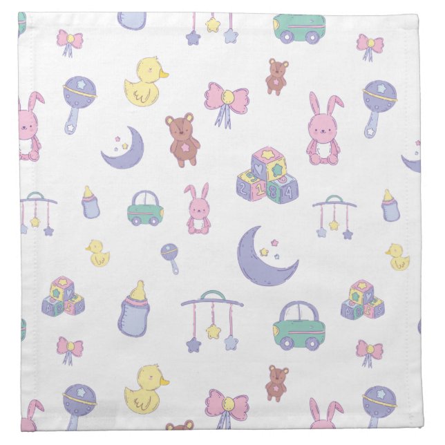 Gender Neutral Pastel Baby Shower Cloth Napkin (Front)
