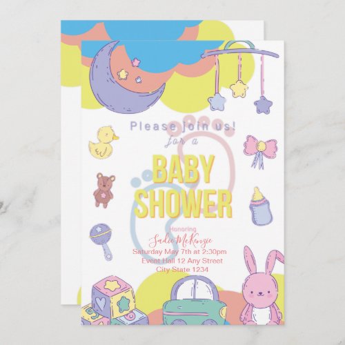 Gender Neutral Pastel Baby Shower Invitation
