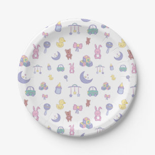 Gender Neutral Pastel Baby Shower Paper Plates