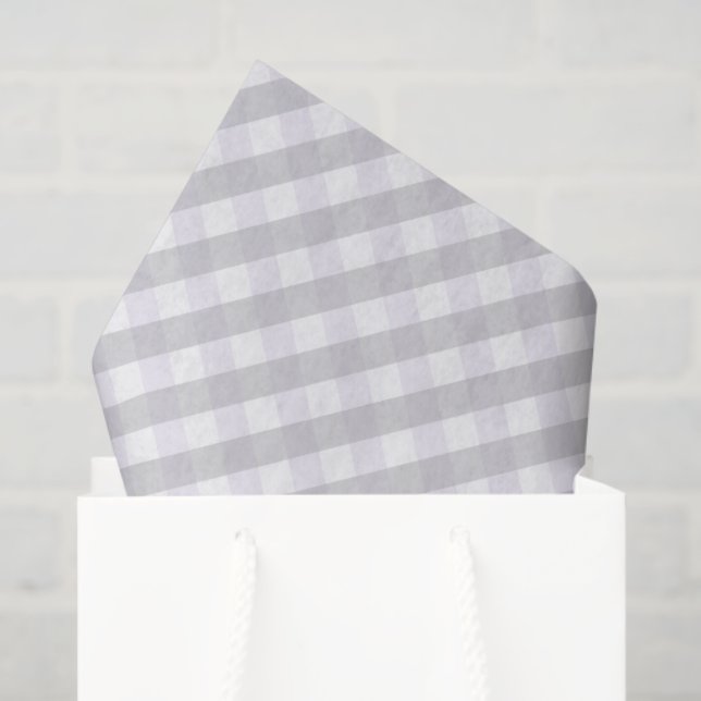 Gender Neutral Pastel Purple and Gray Gingham Tissue Paper (Gift Bag)