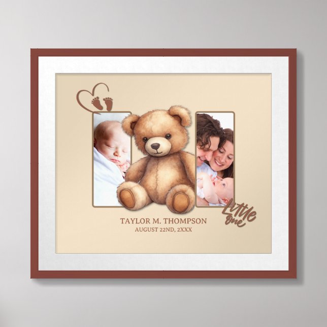 Gender Neutral Personalized Baby Photo Wall Poster (Framed Front)