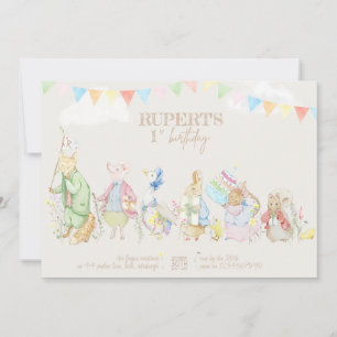 Gender Neutral Peter the Rabbit First Birthday Invitation