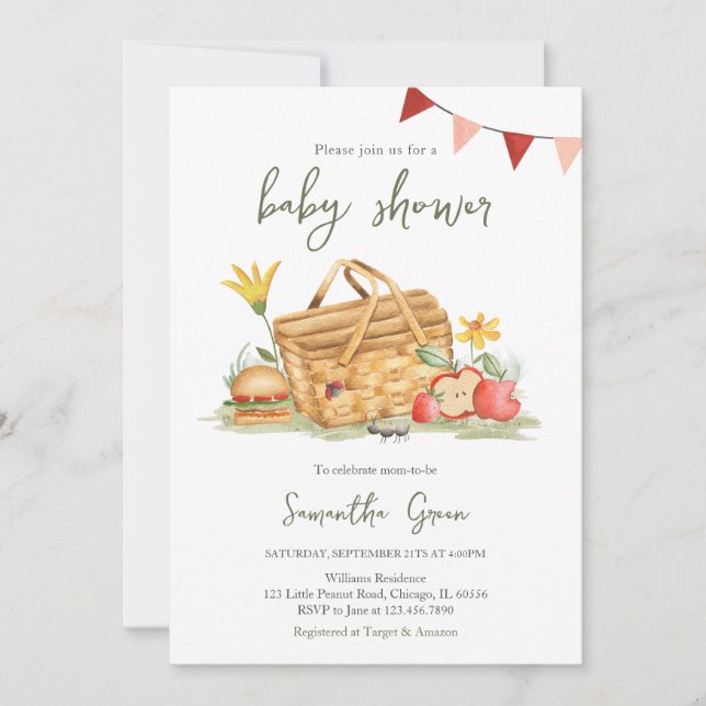 Gender Neutral Picnic Baby Shower Invitation (Front)