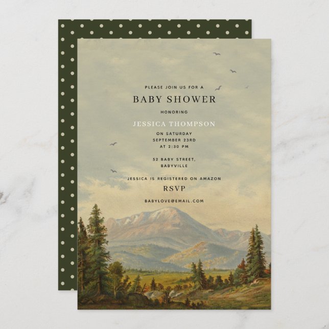 Gender Neutral Pine Forest Baby Shower Invitation (Front/Back)