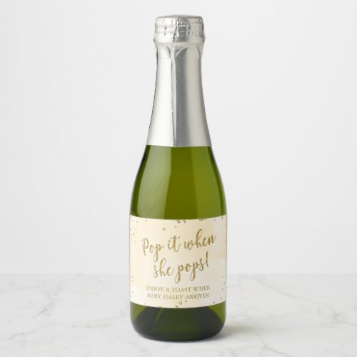 Gender Neutral Pop It When She Pops Baby Shower Sparkling Wine Label