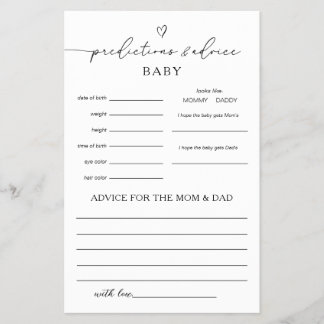 Gender Neutral Predictions & Advice Game Flyer