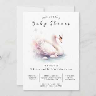 Gender Neutral Printable Swan Baby Shower Invitation