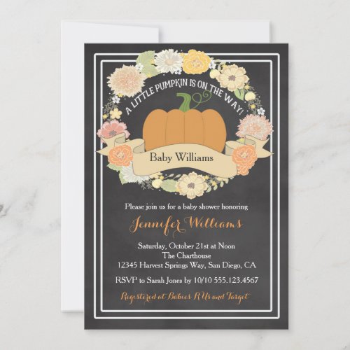 Gender Neutral Pumpkin Baby Shower Invitation