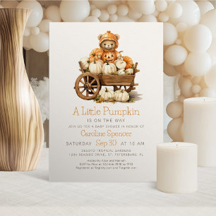 Gender Neutral Pumpkin Fall Bear Baby Shower Invitation