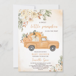 Gender Neutral Pumpkin Truck Baby Shower Invitation
