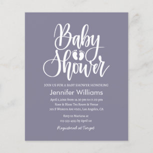 gender neutral purple baby shower invitation flyer