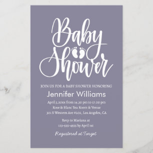 gender neutral purple baby shower invitation  flyer