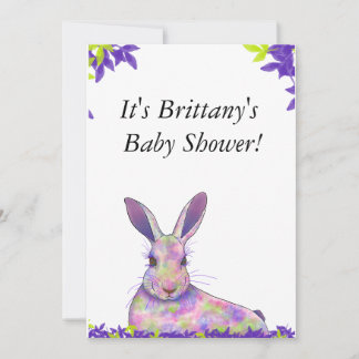 Gender Neutral Purple Bunny Baby Shower Invitation