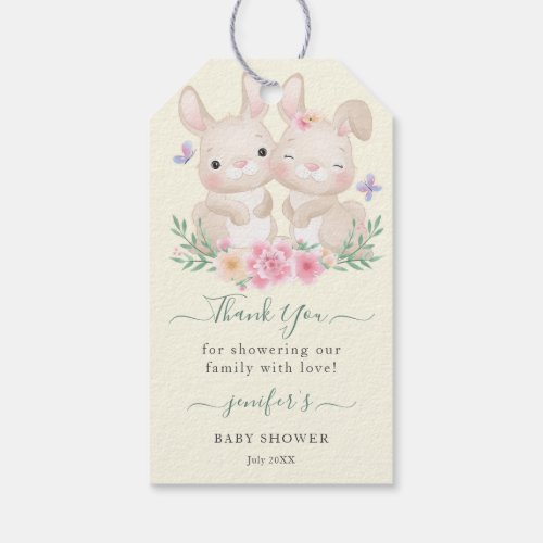 Gender Neutral Rabbit Family Baby Shower Thank You Gift Tags