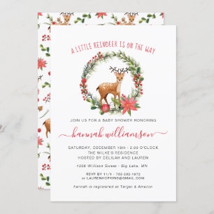 Gender Neutral Reindeer Christmas Baby Shower Invitation
