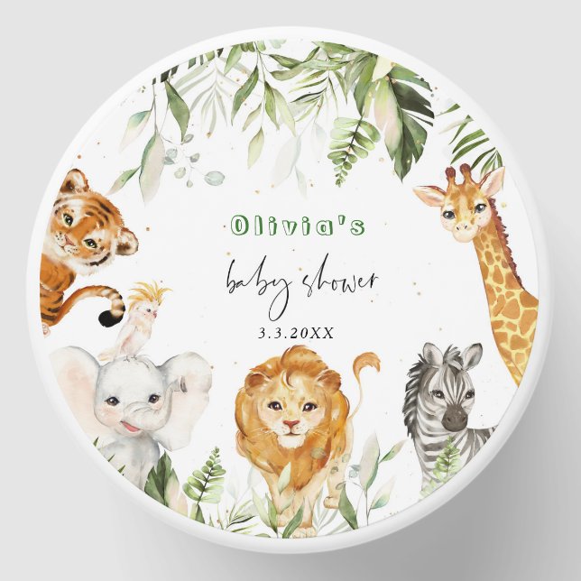 Gender neutral Safari animals baby shower Mini Candle Favors (Front)