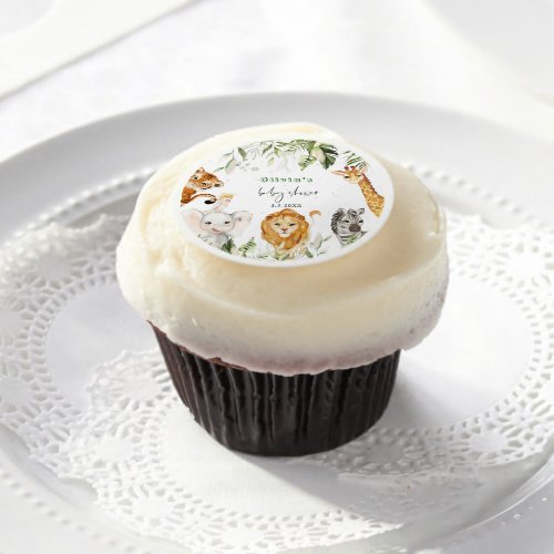 Gender neutral Safari animals baby shower napkins Edible Frosting Rounds