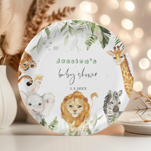 Gender neutral Safari animals baby shower napkins Paper Plates