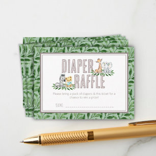 Gender Neutral Safari Baby Shower Diaper Raffle Enclosure Card