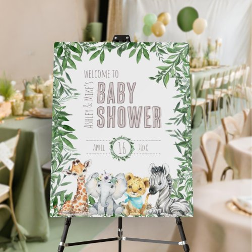 Gender Neutral Safari Greenery Baby Shower Welcome Foam Board