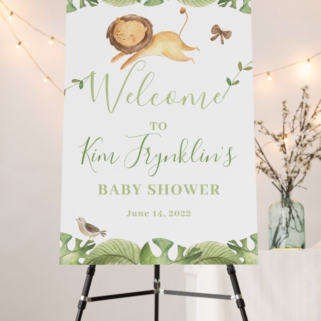 Gender Neutral Safari Jungle Baby Shower Welcome Foam Board (In Situ (Stand))