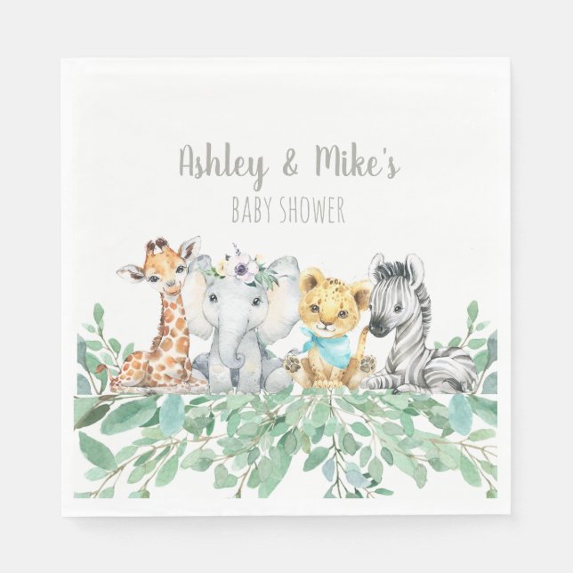 Gender Neutral Safari Theme Shower or Birthday Napkins (Front)