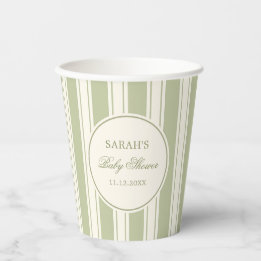 Gender Neutral Sage Green Classic Baby Shower Paper Cups