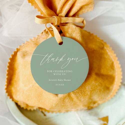 Gender Neutral Sage Green Thank You Favor Tags