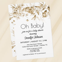 Gender Neutral Sepia Vintage Florals Baby Shower