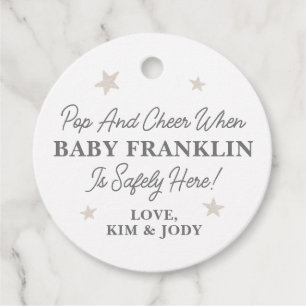 Gender Neutral Silver Stars Champagne Baby Shower Favor Tags