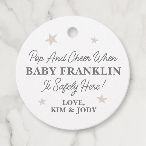 Gender Neutral Silver Stars Champagne Baby Shower Favor Tags