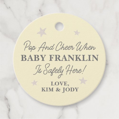 Gender Neutral Silver Stars Champagne Baby Shower Favor Tags
