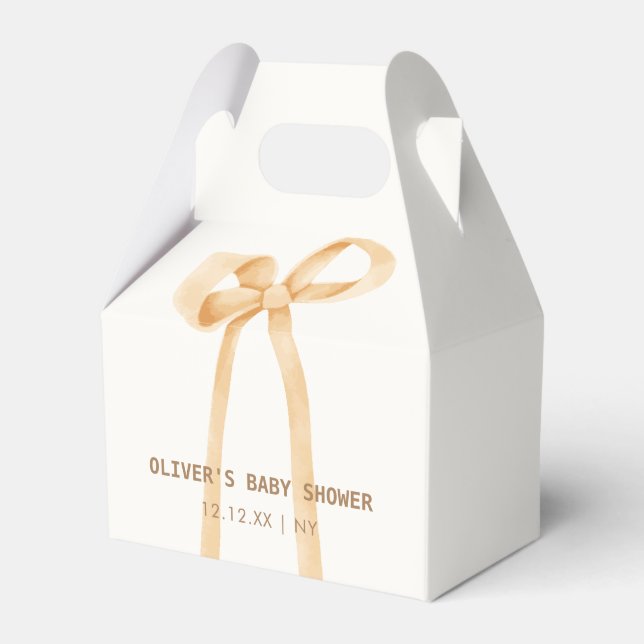 Gender Neutral Simple Bow Baby Shower  Favor Boxes (Front Side)