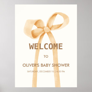 Gender Neutral Simple Bow Baby Shower Welcome Poster