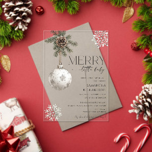 Gender neutral simple rustic winter baby shower acrylic invitations