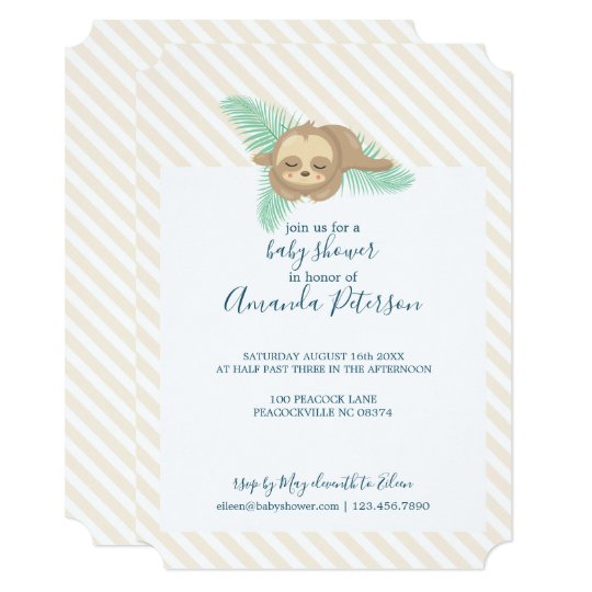 Gender Neutral Sleeping Baby Sloth Baby Shower Invitation Zazzle Com