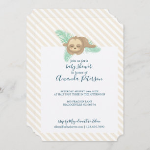Gender Neutral Sleeping Baby Sloth Baby Shower Invitation