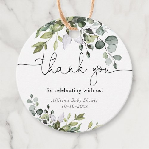 Gender Neutral soft greenery baby shower Favor Tags
