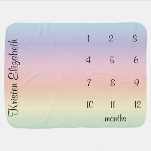 Gender Neutral Soft Rainbow Milestone Baby Blanket