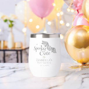 Gender Neutral Spooky Cute Halloween Baby Shower Thermal Wine Tumbler