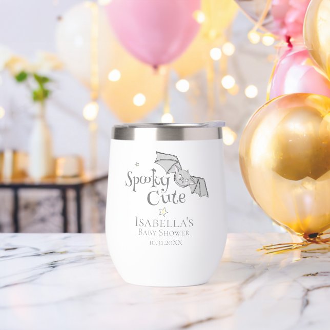 Gender Neutral Spooky Cute Halloween Baby Shower Thermal Wine Tumbler (Bachelor Party)