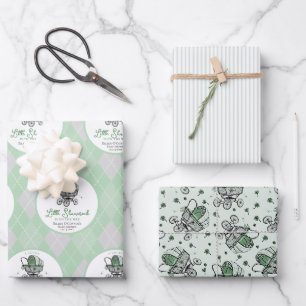 Gender Neutral St Patrick's Day Baby Shower Wrapping Paper Sheets