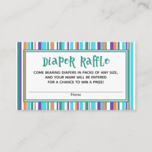 Gender Neutral Stripes Baby Shower Diaper Raffle Enclosure Card