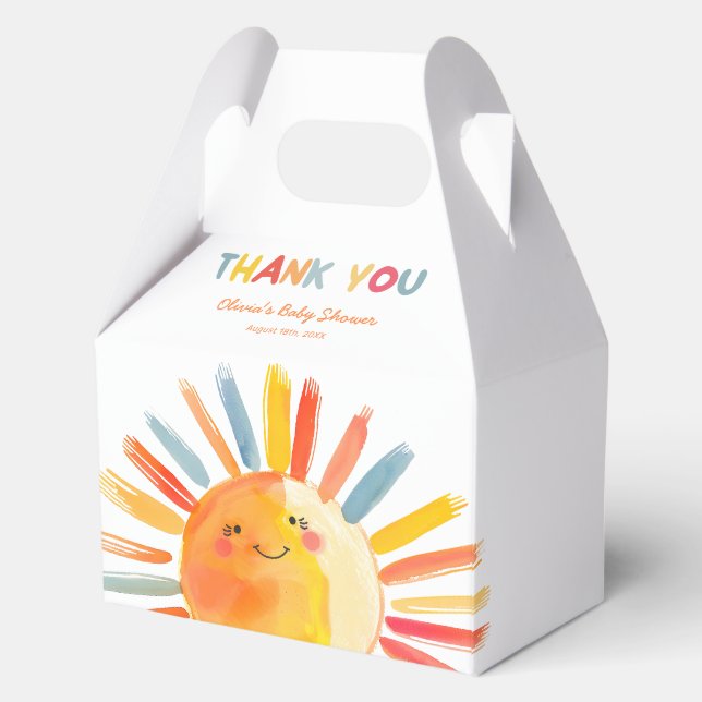 Gender Neutral Sunshine Baby Shower Favor Boxes (Front)