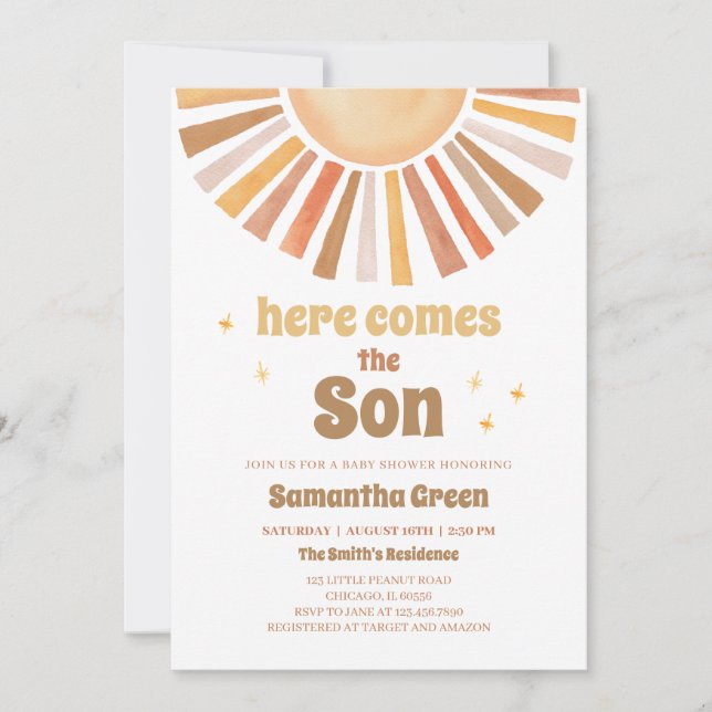 Gender Neutral Sunshine Baby Shower Invitation (Front)
