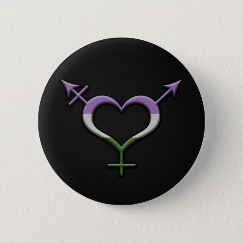 Gender Neutral Symbol in Genderqueer Pride Flag  Button