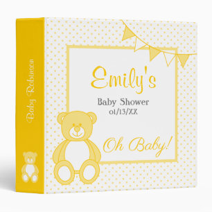 Gender Neutral Teddy Bear Baby Album 3 Ring Binder