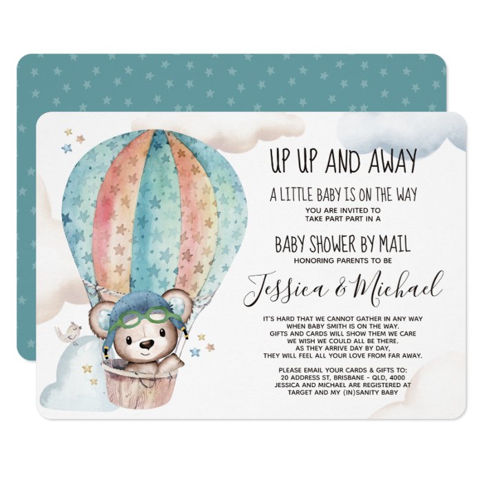 Unisex Baby Teddy Bear Theme Cards 20 Baby Shower Invitations Party Invites