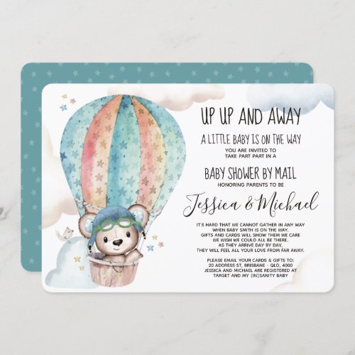 Gender Neutral Teddy Bear  Baby Shower by Mail Invitation